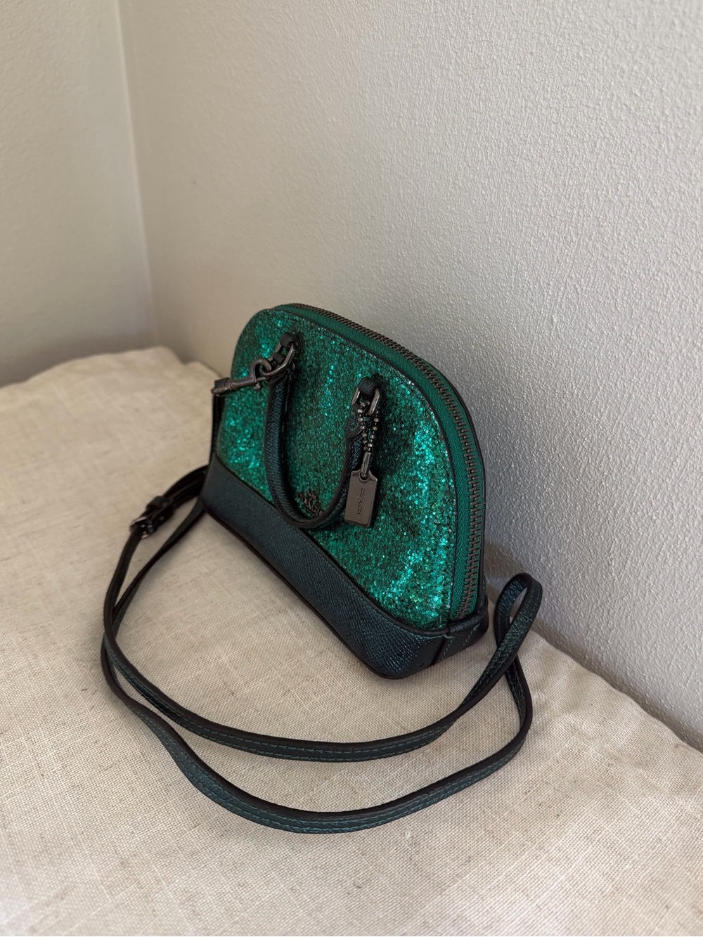 Coach Wizard of Oz Micro Mini Green Emerald Glitter Crossbody - Picture 2 of 9